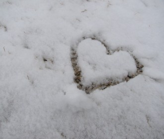 a heart in the snow