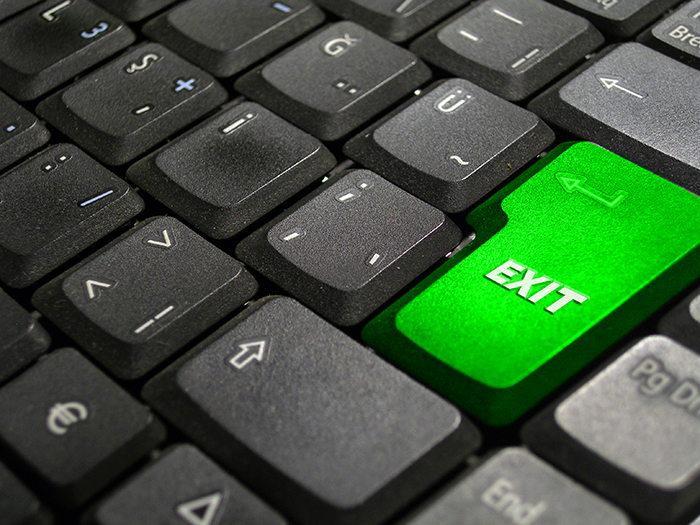 keyboard with a green exit key