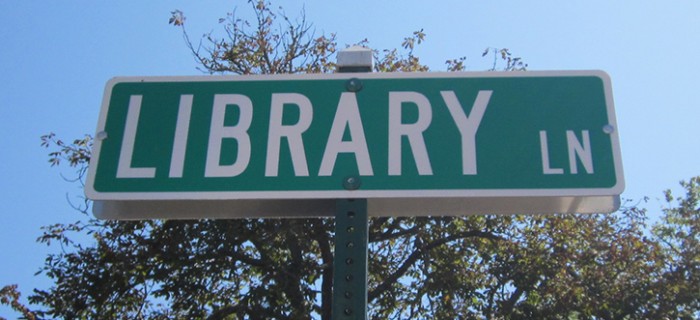 street sign Library Lane