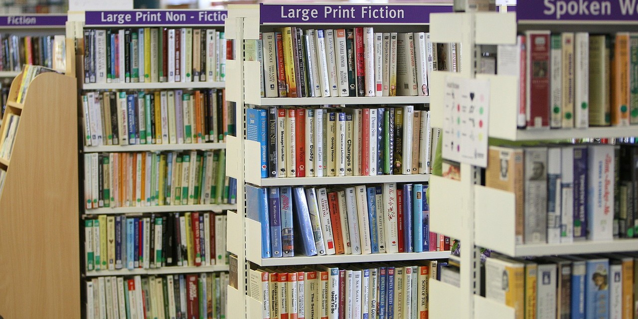 library with fiction books