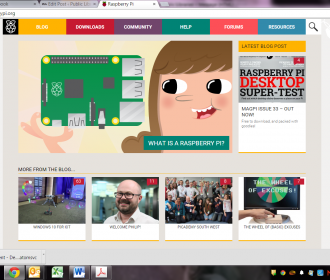 screen shot of raspberry pi home page