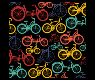 illustration of multi-colored bicycles