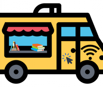 illustration of mobile library