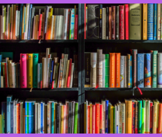 colorful book shelves