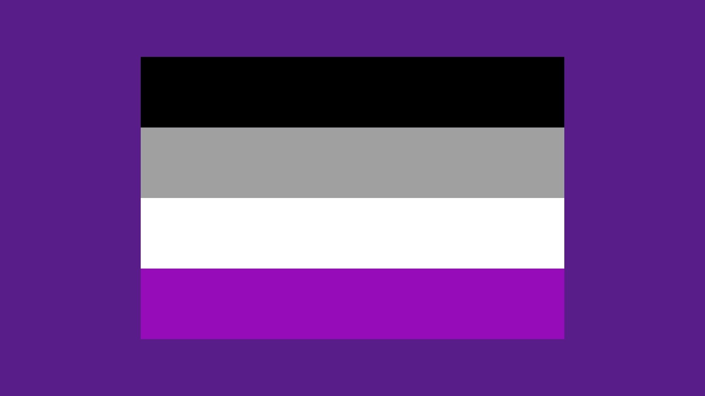 asexuality pride flag consisting of black gray white and purple stipes