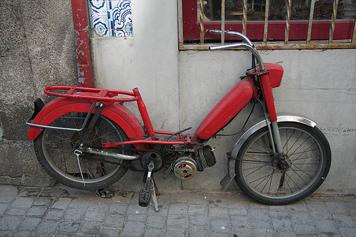 red vintage motorcycle