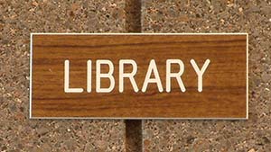 brown library sign