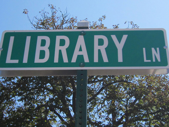 Street sign library lane