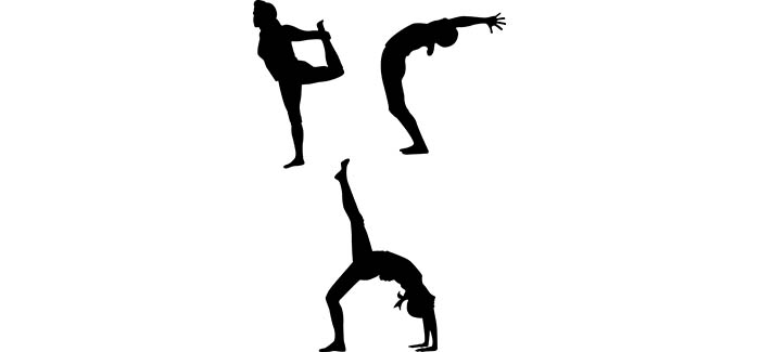 silhouettes of yoga poses