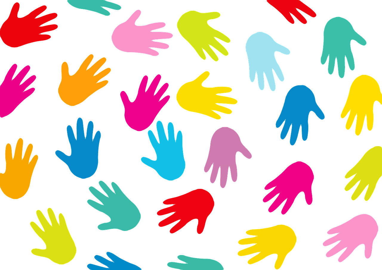 colorful hands clip art