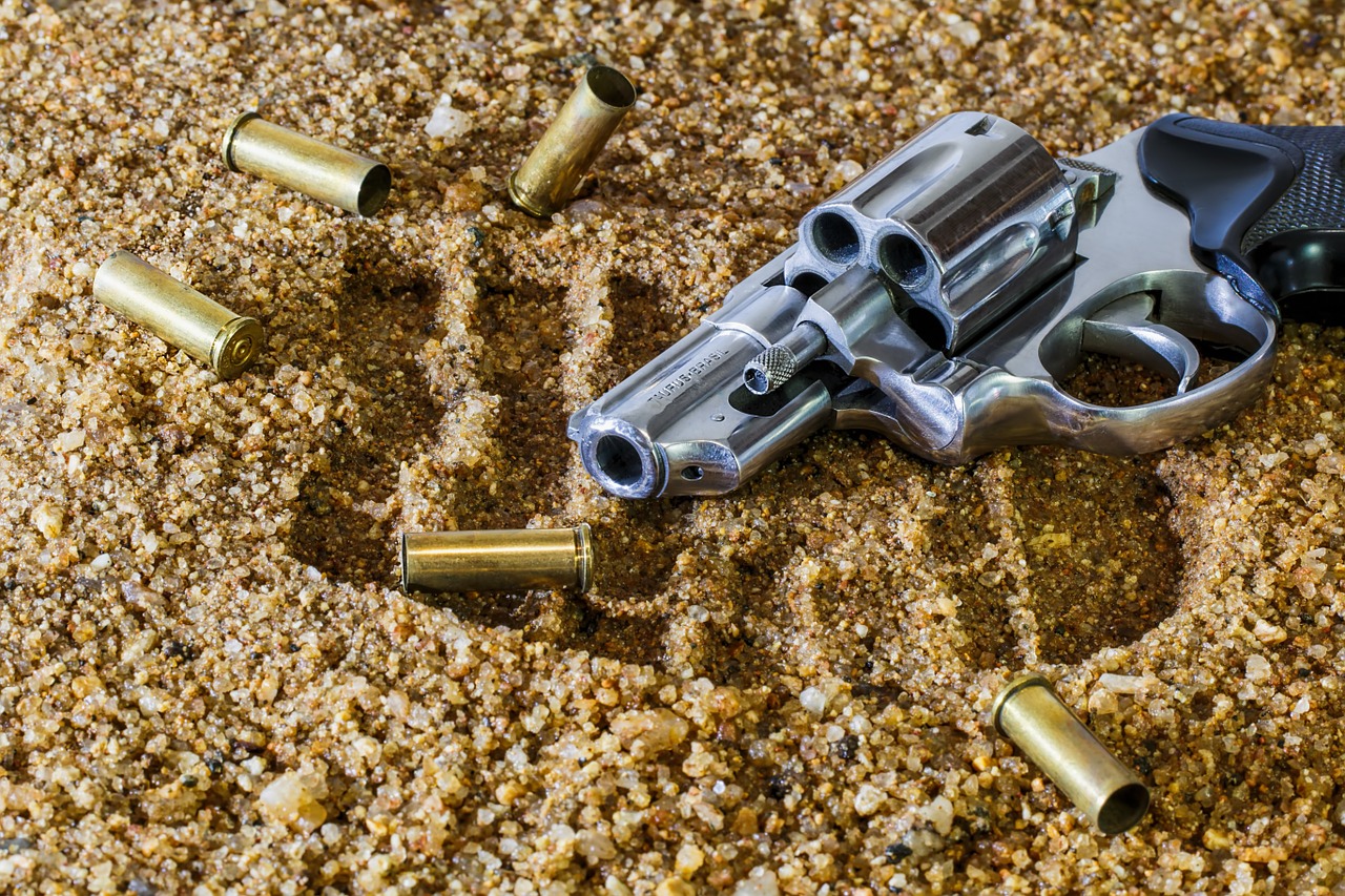 gun with empty bullet shells