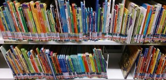 children's books at a library