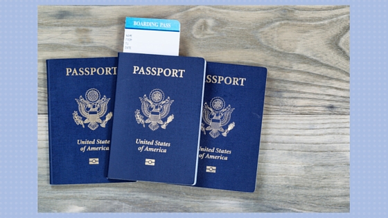 three u.s. passports and a boarding pass