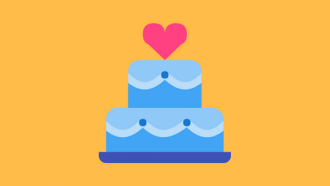 illustration of wedding cake with heart on top