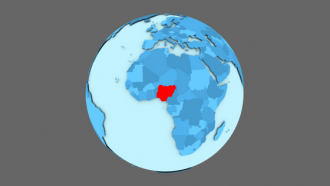 blue globe with Nigeria outlined in red
