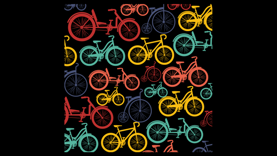 illustration of multi-colored bicycles