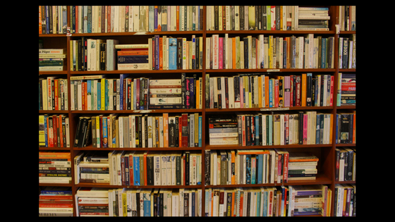 photo of packed book shelves