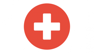 White cross on red background (medic symbol)