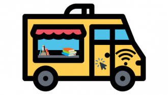 illustration of mobile library