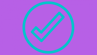 blue check mark on purple background