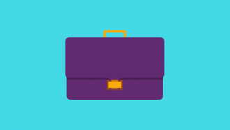 illustration of a purple briefcase on a blue background