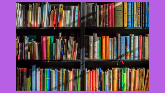 colorful book shelves