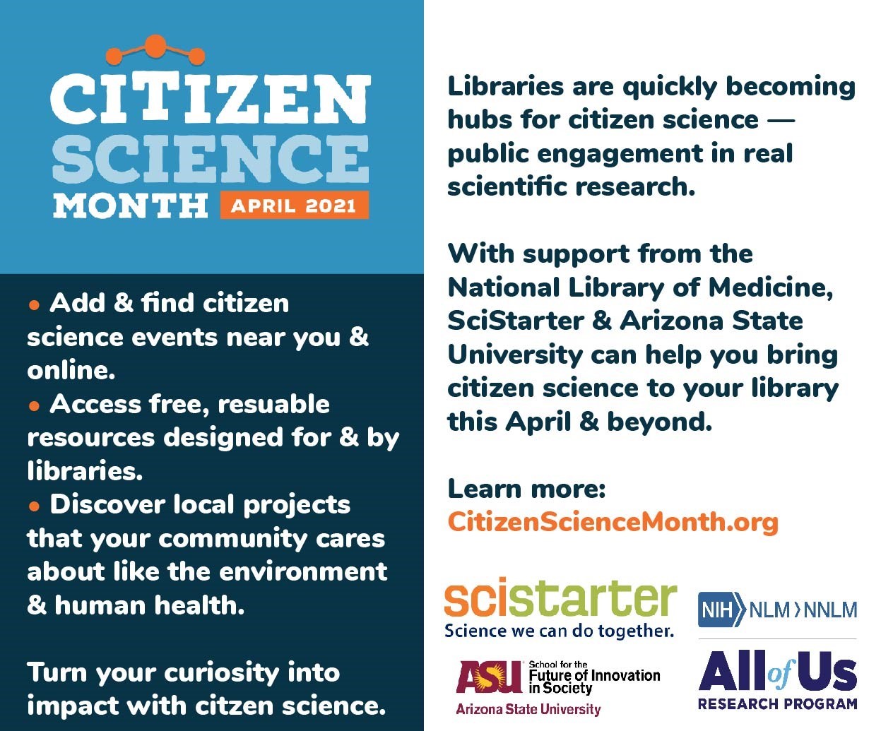 Advertisement for Citizen Science Month April 2021