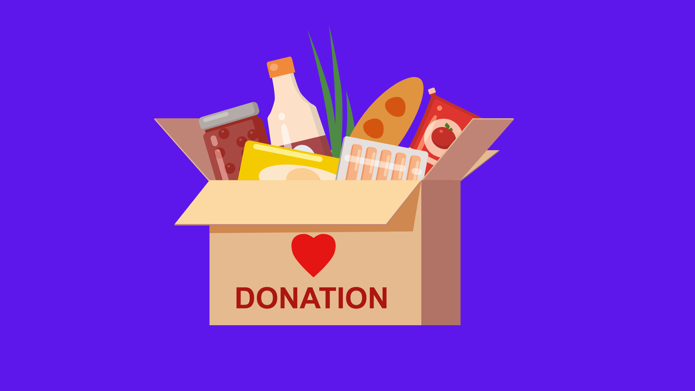 illustration of a food donation box with food sticking out of the top