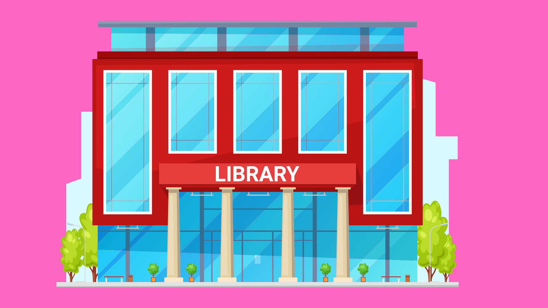 illustration of a library building