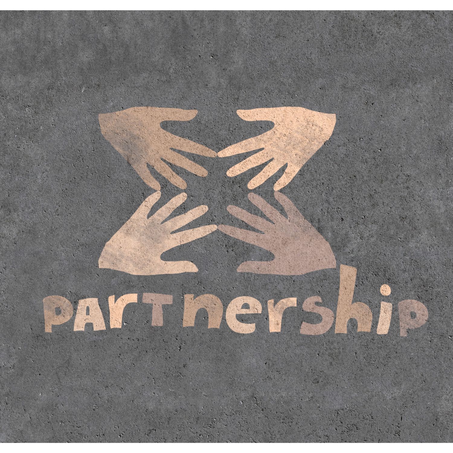 the word partnership with 4 hands