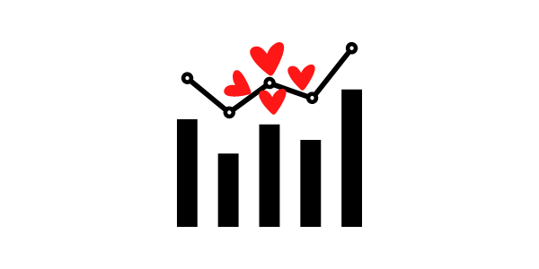 data points with red hearts illustration