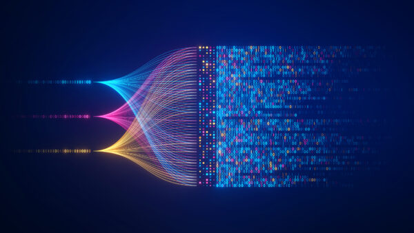 image of lights turning into computer bytes