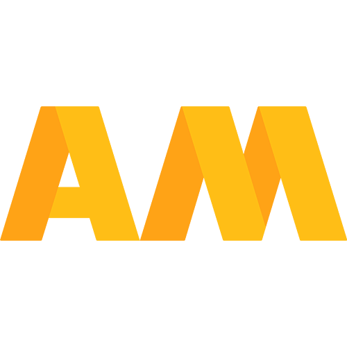 GOLD A AND GOLD M IN BOLD BLOCK LETTERS