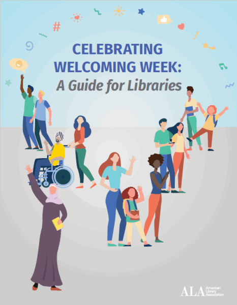 illustration of a group of people waving