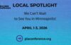 Blue gradient slide reading “PLA 2026 Conference” and “Local Spotlight,” with the message “We can’t wait to see you in Minneapolis!” Dates listed as April 1–3, 2026, and a link at the bottom to placonference.org.